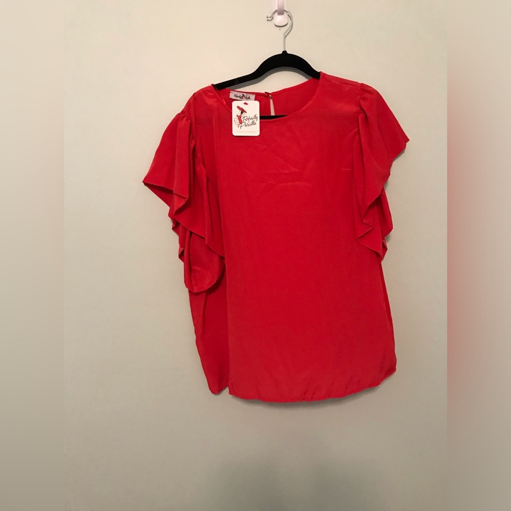 NWT Perfectly Priscilla Red Blouse Size 2XL